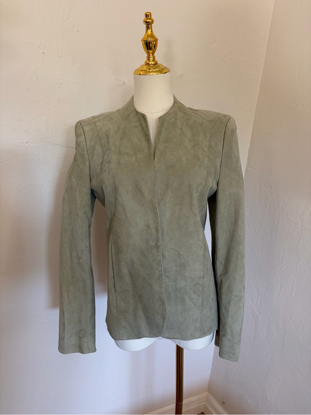 Patchington Olive Suede Collarless Jacket